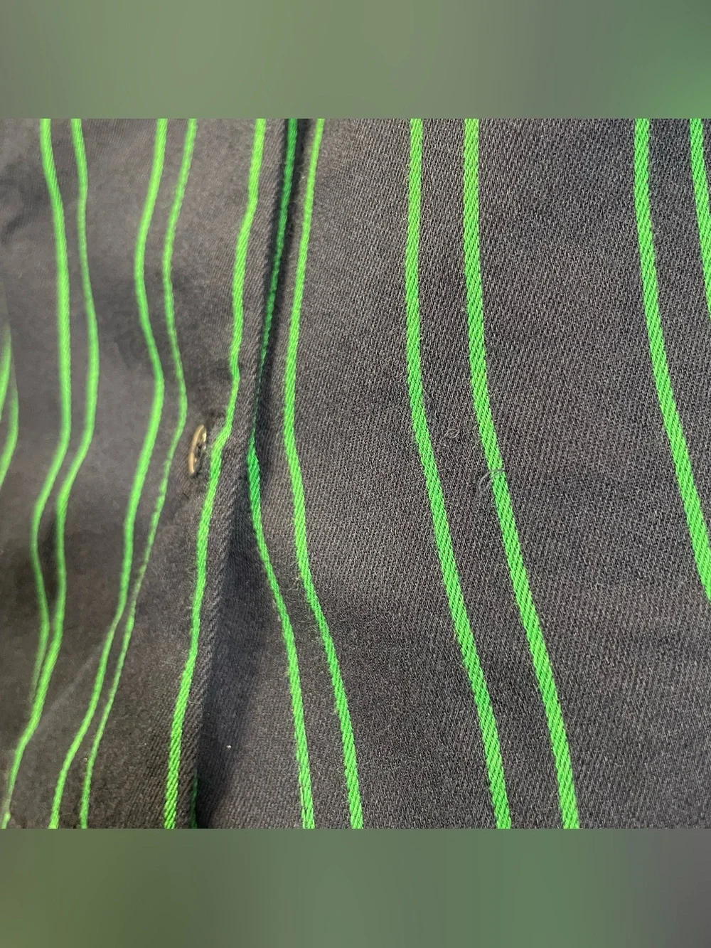 Banana Republic Navy & Green Stripe Cuban Camp Shirt Size M